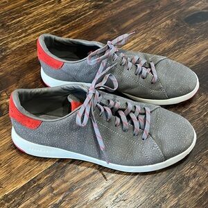 Cole Haan Men 9.5 M GrandPro Tennis Shoes Sneakers Gray Grey Red Grand.OS